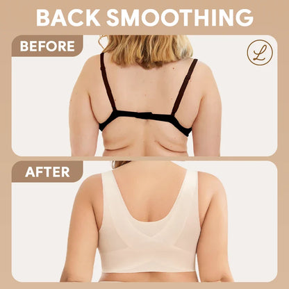 LunaHug - Seamless Front Buckle Cross Back Shaping Bra For Seniors
