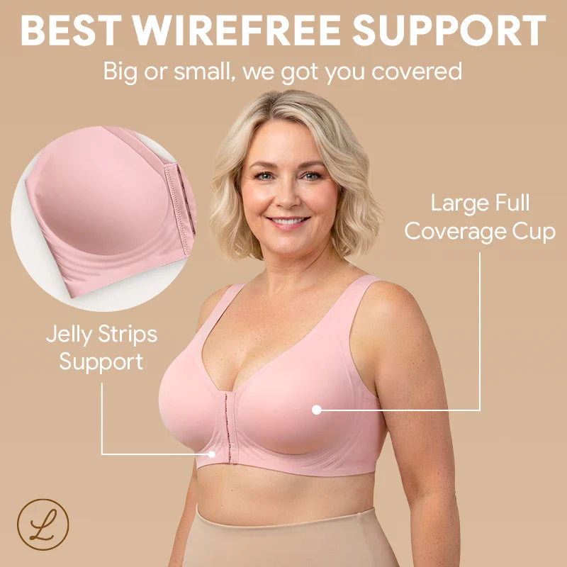 LunaHug - Seamless Front Buckle Cross Back Shaping Bra For Seniors