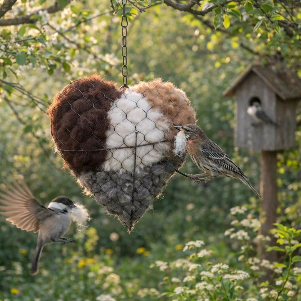 🔥Final Hours 70% OFF🏆Handmade Natural Alpaca Fiber Bird Nesting Heart❤️Bird lovers gift🕊️🏡