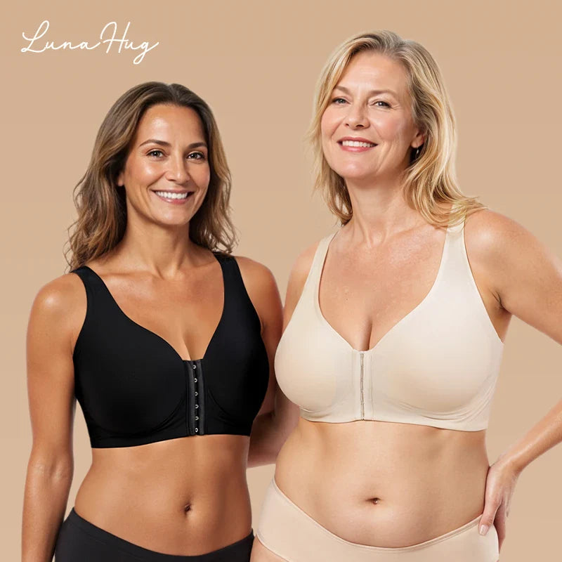 LunaHug - Seamless Front Buckle Cross Back Shaping Bra For Seniors