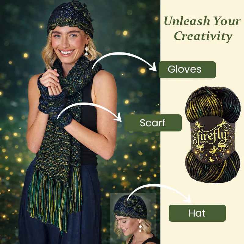 🔥LAST DAY 60% OFF - 🧶Aran Wool ‘Firefly’ Iridescent Shimmer Yarn: A Touch of Magic in Every Stitch💫