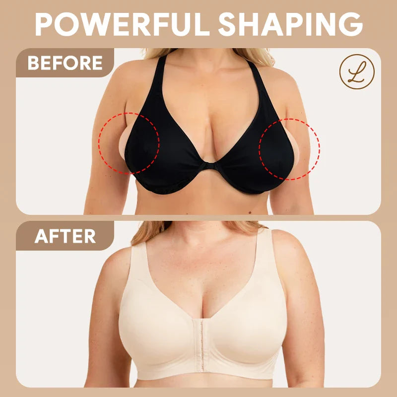 LunaHug - Seamless Front Buckle Cross Back Shaping Bra For Seniors